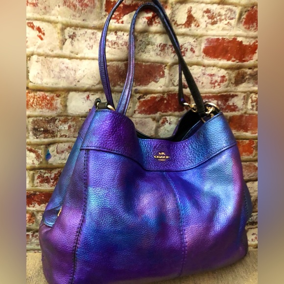 Coach Madison Metallic Multi Color Leather Satchel Shoulder Bag 13. X 6. X 11 - Picture 11 of 15
